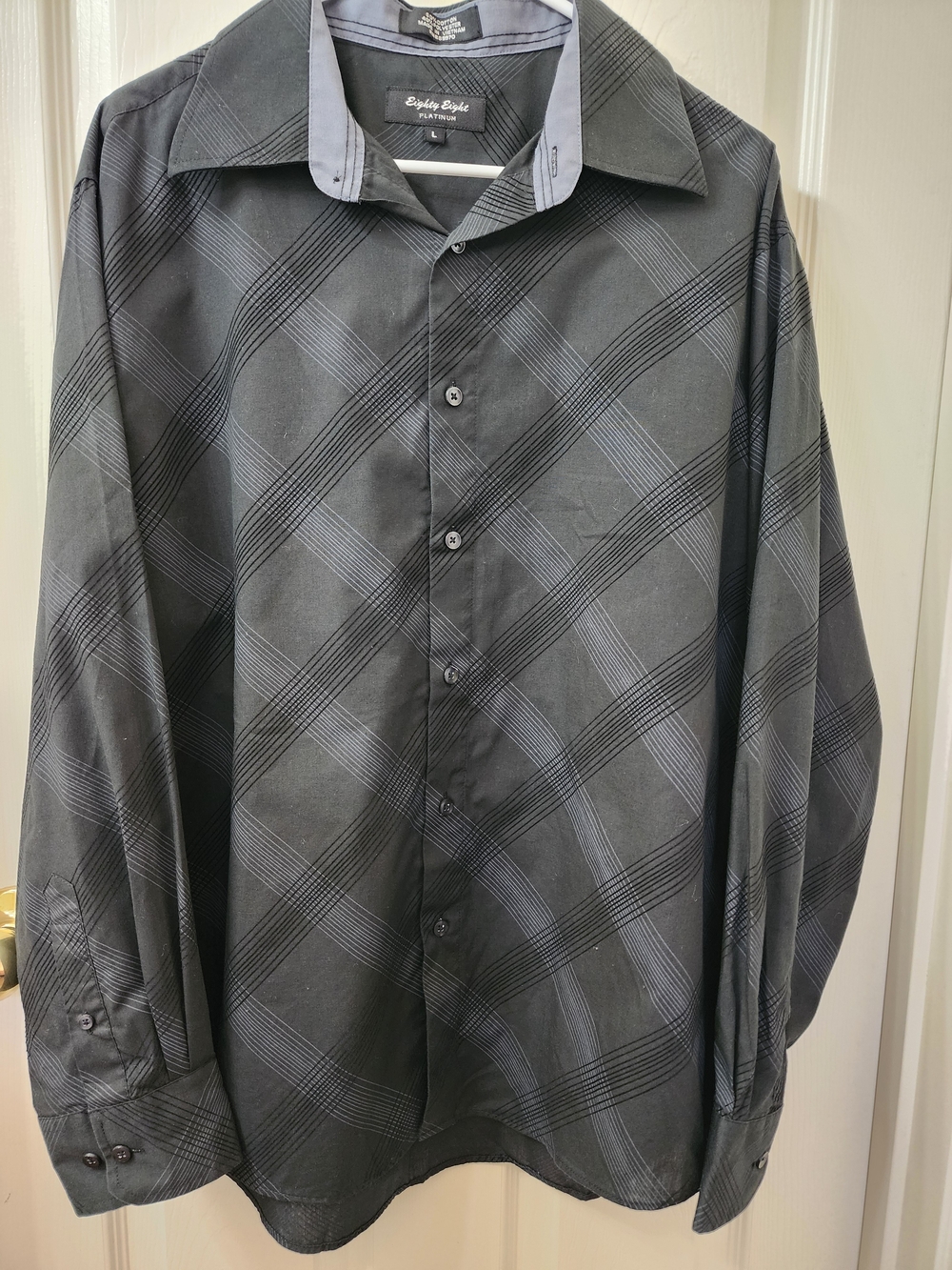 Dark Gray Plaid Men's Button-Down Shirt